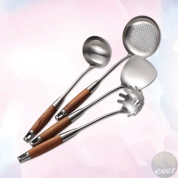 304花梨木柄廚具系列【Winner】304湯杓 木柄煎鏟 304廚具  木柄湯杓  木柄鍋鏟  漏杓 撈網 麵撈