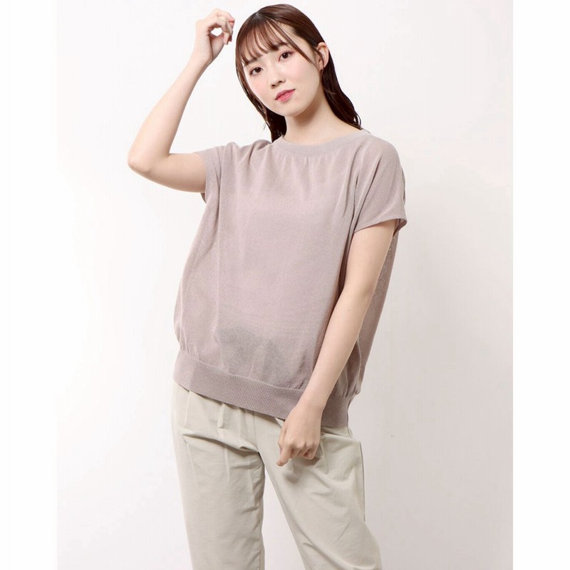 ペルルペッシュアウトレット Perle Peche Outlet バックドレープシアーニット グレージュ 通販 Lineポイント最大2 0 Get Lineショッピング