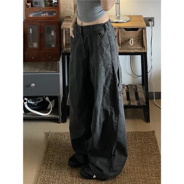 Mr Bense美式復古闊腿工裝褲女網紅新款寬松直筒設計感休閑褲子男