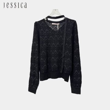 JESSICA - 甜美立體緹花羊毛針織上衣（黑）J44501