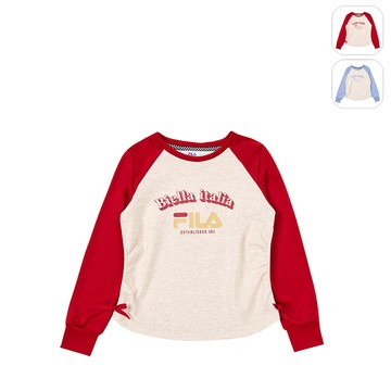 【FILA】KIDS 女童款 長袖圓領T恤-紅色 5TEY-8708-RD