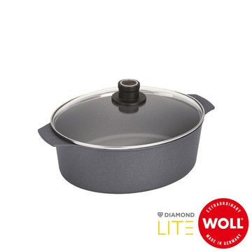《WOLL》德國歐爾 DIAMOND LITE新鑽石 31x26cm鑄造不沾橢圓湯鍋_附安全玻璃蓋 掌廚總代理