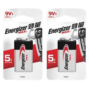 Energizer 勁量 9伏特鹼性電池 5年儲存期限  1顆  2顆