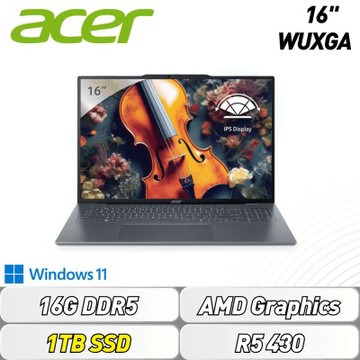 Acer 宏碁 Swift Air SFA16-62M-R9BQ 16吋輕薄特仕筆電(R5-430/16GB/1TB SSD/Win11)