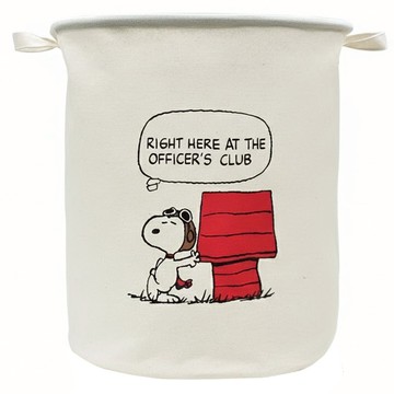 PEANUTS 史努比 帆布收納箱 筒型 SP-1617-1 35 x 35 x 40cm  屋子 米色  1個
