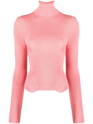 REMAIN - roll-neck ribbed jumper - women - Viscose/Polyester - 36 - Pink
