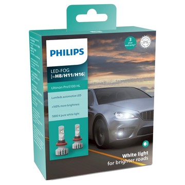 PHILIPS 飛利浦 台灣公司貨 Ultinon Pro5100全新銳鑽光LED頭燈第二代2入組 5800K+160%  H4  1套