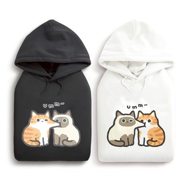 JZ TEE 橘貓&暹羅貓-吸臉 重磅刷毛連帽T