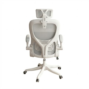 後仰頭枕辦公椅 57 x 57 x 123cm 白框灰網 人體工學設計 透氣網布 可調節頭枕  白色 + 灰色