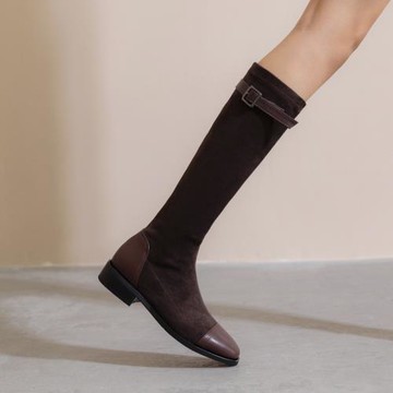 平跟不過膝大筒圍粗腿胖mm靴子