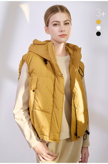 【網路獨家款】多功能調節繩連帽羽絨背心