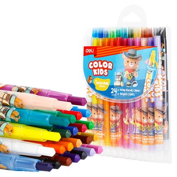 deLi 得力 COLOR KIDS旋轉蠟筆 EC223-24  24色  1組