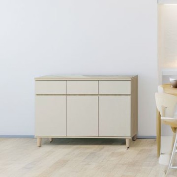 文創集 蒲田4尺岩板三門三抽低餐櫃-120x40x81cm免組