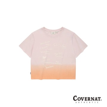 [COVERNAT] 女性夏季純棉漸變色印花經典logo時尚百搭短袖T恤 （淺粉色）[H8]
