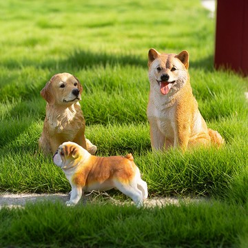台灣發貨🔸庭院裝飾✅金毛犬雕塑 模擬柴犬 花園擺件 可愛小狗 樹脂動物 陽台裝飾
