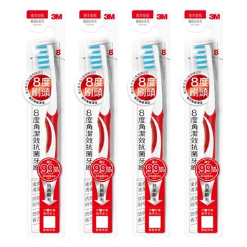3M 8度角潔效抗菌牙刷 顏色隨機  1入  4支