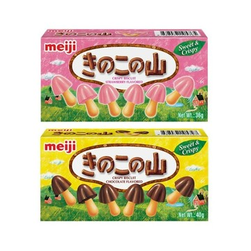 【🛍️】【海外限定】超值2入組｜Meiji 明治 香菇造型餅乾 巧克力/草莓口味(盒裝)