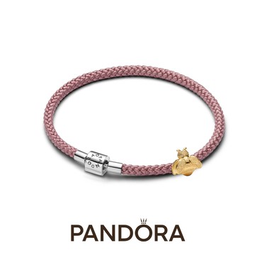 快速出貨【Pandora官方直營】蜜蜂迷你串飾+珠光粉編織手鏈 17.5cm
