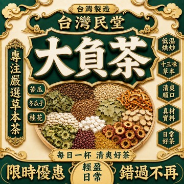 【台灣民堂】大負茶 分解茶 仙姿茶 幫助消化 冬瓜荷葉茶 大麥 山楂 菊花 決明子 台灣製 茶包  促進代謝使排便順暢