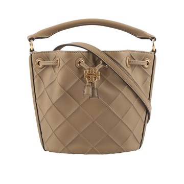 TORY BURCH Fleming  縫線皮革小款水桶包（亞麻棕）_廠商直送