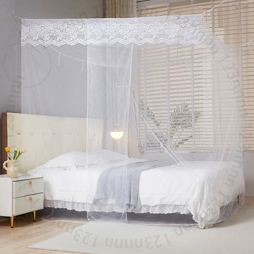 老式加厚蚊帳傢用1.5落地雙人床帳紗開門加密0.9米1.8m落地綁繩ZRJGT01