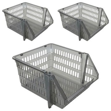 [福利商品]6-4_日光層疊籃-大-32-x-24-5-x-15cm-黑色-3個