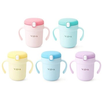 VIIDA  Soufflé 吸管型抗菌不鏽鋼學習杯(粉/藍/綠/黃/紫)★衛立兒生活館★