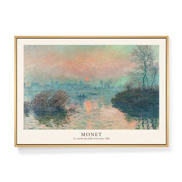 菠蘿選畫所 莫內 拉瓦庫爾的夕陽 AVAR4628D  59.4 x 42cm  木色