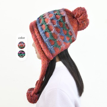 【好物推薦】立體格紋毛球保暖針織帽(兩色；F)