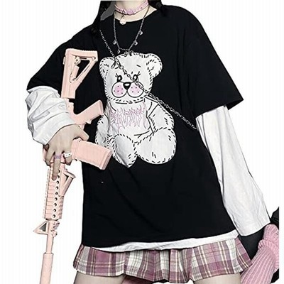 Tシャツ アニメかわいい女の子プリント 長袖 レディースファッション かっこいい 原宿系 病みかわいい ゆるい 春夏 コットン ピ 通販 Lineポイント最大get Lineショッピング