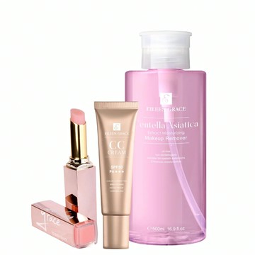 一親芳澤煥色潤唇膏*1+積雪草彈潤卸妝水 500ML*1+晶靈光感CC霜30ML*1