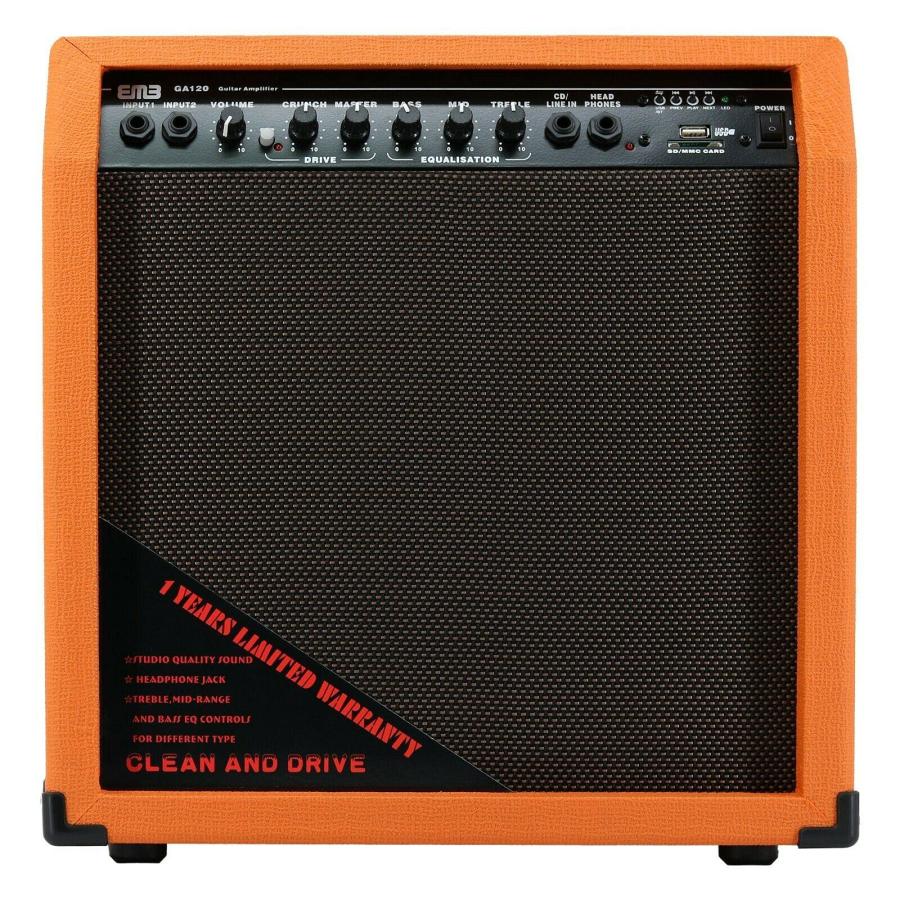 EMB GA120 600W 12" Electric Guitar Amplifier Speaker Portable Powerful Studio and Stage Cabinet PreAMP with Built in Headphone Jack and Inputs and