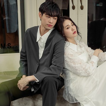 默契出鏡寬鬆無領西裝外套(unisex) MISS