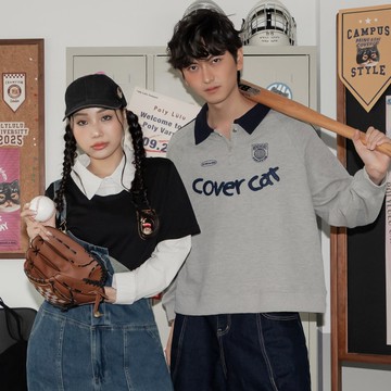 美式撞色刺繡POLO領上衣(unisex)(MIND.A.DAY聯名)