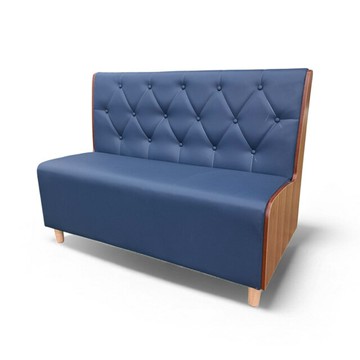 客製卡座沙發 溫莎菱格拉扣卡座沙發DK003｜餐廳卡座｜雙人卡座椅｜商用沙發｜咖啡店沙發｜訂製座椅｜深扣設計・木紋側板・多色可選