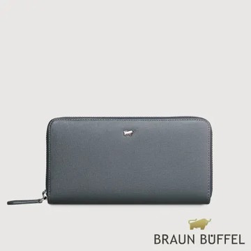 BRAUN BUFFEL 德國小金牛】台灣總代理瓦拉頓-TW 12卡拉鍊長夾-深藍色
