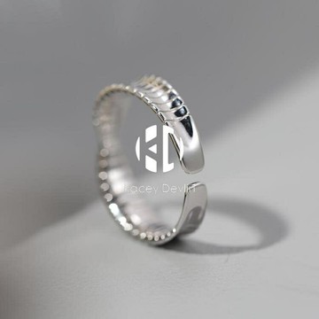 戒指 S925銀戒指男嘻哈個性蛇骨單身戒簡約港風開口可調節食指環