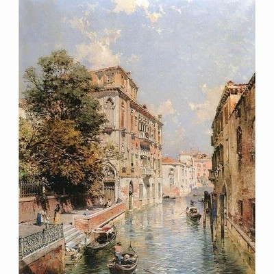 油絵 Unterberger Franz Richard_ ベニスの風景  MA1013