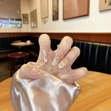 奈姿 手工穿戴甲新年款福祿金碟款純欲貓眼氣質美甲貼片中款