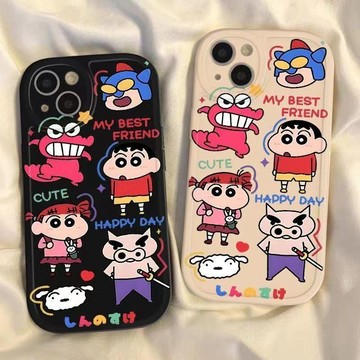 蠟筆小新 蘋果 手機殼 iphone 7 pro 8 11 x plus 13 14 max 12mini卡通防摔情侶殼