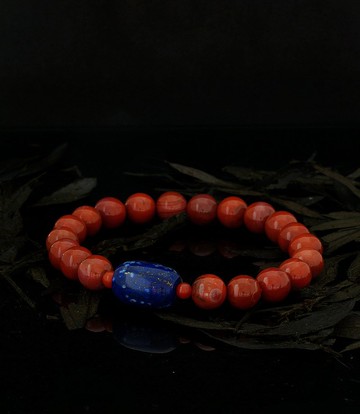 南紅瑪瑙 + 青金石 8.7mm 手錬
