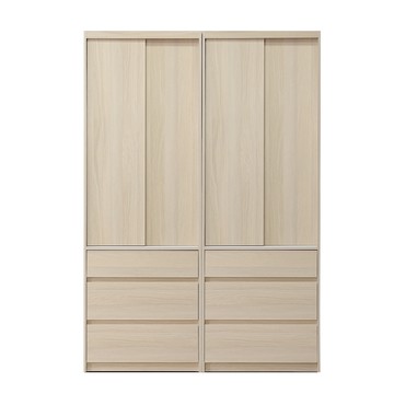 直人木業-雲白淺榆木滑門衣櫃組150公分(三抽+三抽)