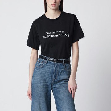 Black cotton "Who the F*** is Victoria Beckham" T-shirt