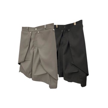 SOUTHFISH 騎士五分褲 可拆卸活頁壓褶五分及膝休閑西褲短褲卡其