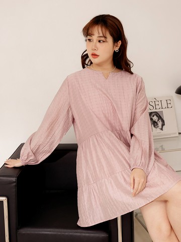 雲朵自訂款-小V領蛋糕泡泡袖長版上衣洋裝