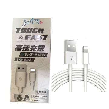 【6A快充】適用 手機 平板 IOS IPHONE Lightning 水管線 耐磨 持久 鋁合金 高速 傳輸充