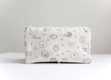 三卡層存摺拉鍊袋 - 米白狗狗