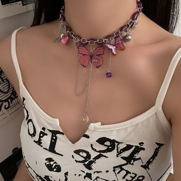 【台灣公司 可打統編】免運 超有氛圍！y2k辣妹必備蝴蝶項鏈女ins小眾設計個性百搭鎖骨鏈飾品 可開發票 全館五折 工廠現貨直銷 新品特價 z9211