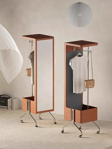 免運速發開發票 實木移動穿衣鏡衣帽架一體客廳玄關落地鏡臥室試衣鏡掛衣架收納架
