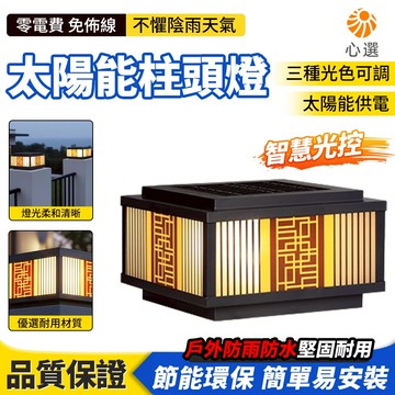 【HeartPick心選】太陽能燈 防水柱頭燈 戶外燈 別墅大門燈 兩側柱子燈 庭院燈 照明燈 圍欄燈 圍牆燈